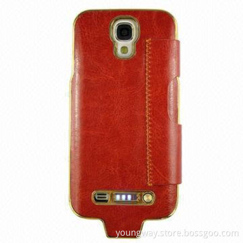 Leather case with window 3,000mAh for Samsung S4 battery